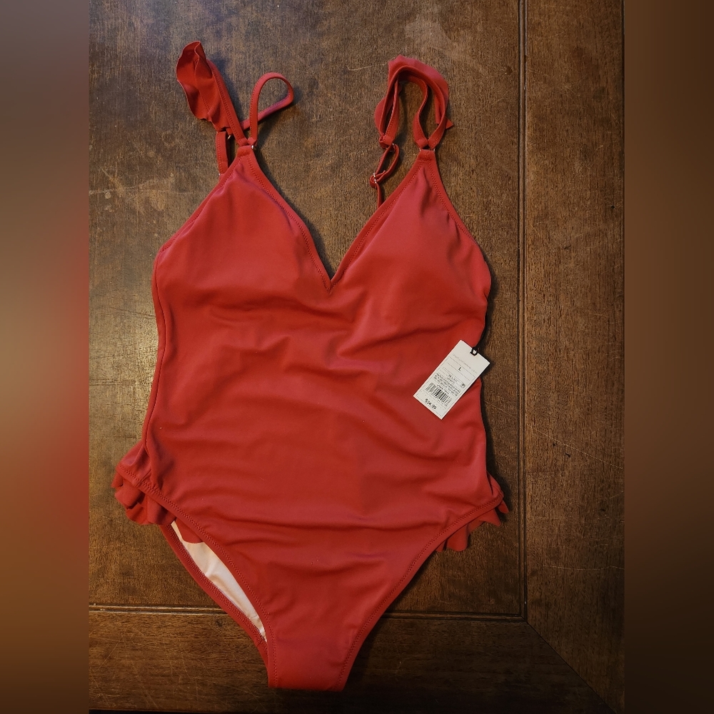Womens Red One Piece Swim Suit
